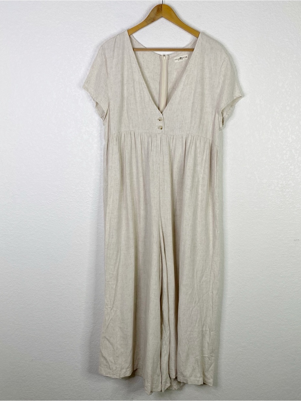 Natural Life Cream Beige Neutral Avery Wide Leg Jumpsuit